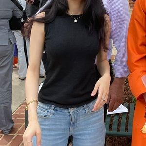 Black silk shimmer top